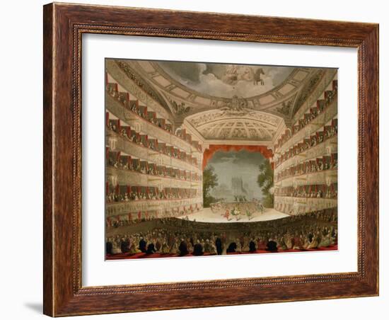 Kings Theatre Opera House, Engraved by J. Bluck, Pub. by Ackermann's 'Repository of Arts-Thomas Rowlandson-Framed Giclee Print
