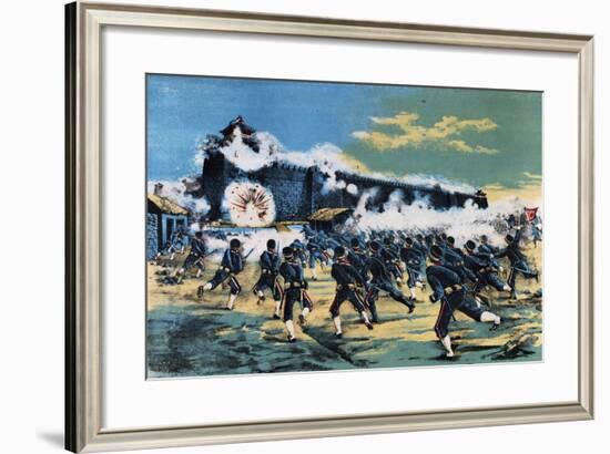 Kinshou Attack, 1895, First Sino-Japanese War-null-Framed Giclee Print