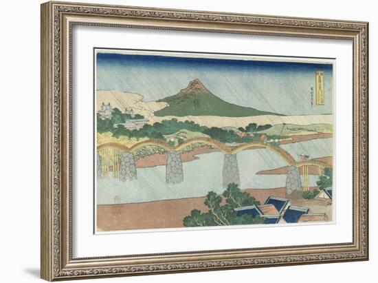 Kintai Bridge in Suo Province, 1833-1834-Katsushika Hokusai-Framed Giclee Print