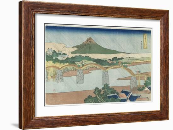 Kintai Bridge in Suo Province, 1833-1834-Katsushika Hokusai-Framed Giclee Print