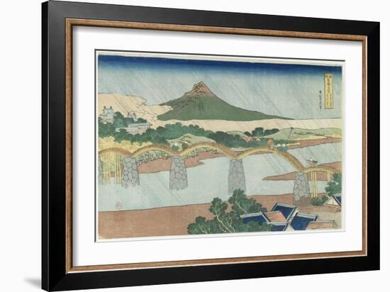 Kintai Bridge in Suo Province, 1833-1834-Katsushika Hokusai-Framed Giclee Print