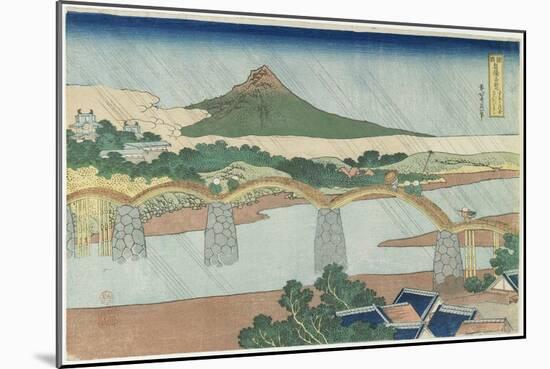 Kintai Bridge in Suo Province, 1833-1834-Katsushika Hokusai-Mounted Giclee Print