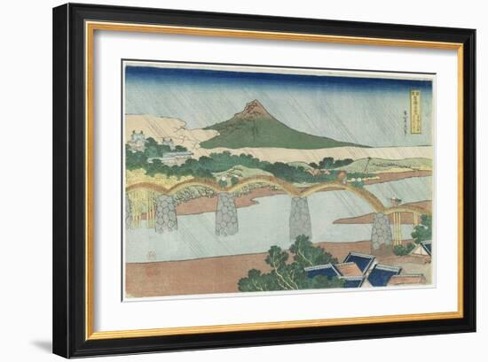 Kintai Bridge in Suo Province, 1833-1834-Katsushika Hokusai-Framed Giclee Print