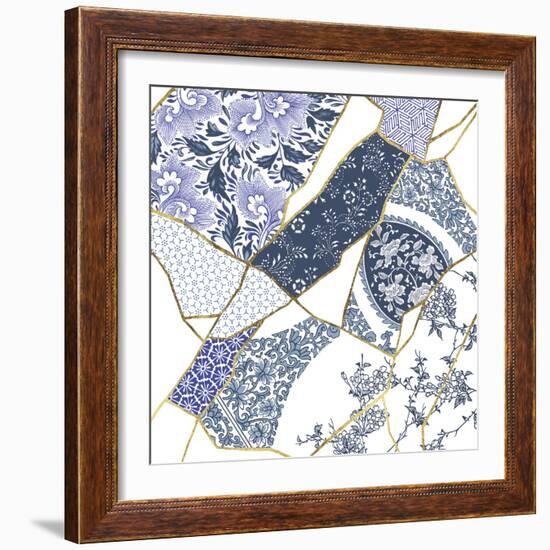 Kintsugi - Periwinkle Patches-Maja Gunnarsdottir-Framed Giclee Print