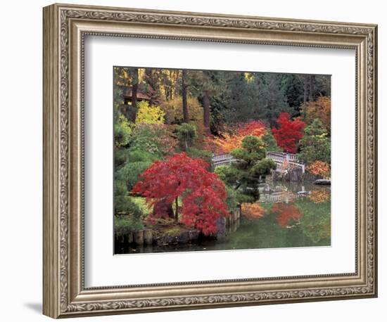 Kiri Pond and Bridge in a Japanese Garden, Spokane, Washington, USA-Jamie & Judy Wild-Framed Photographic Print