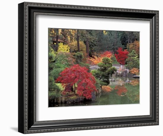 Kiri Pond and Bridge in a Japanese Garden, Spokane, Washington, USA-Jamie & Judy Wild-Framed Photographic Print