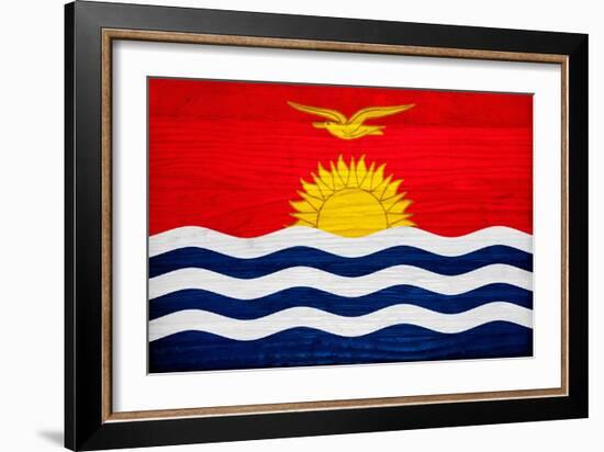 Kiribati Flag Design with Wood Patterning - Flags of the World Series-Philippe Hugonnard-Framed Art Print