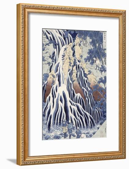 Kirifuri Fall on Kurokami Mount, from the Series 'shokoku Taki Meguri-Katsushika Hokusai-Framed Giclee Print