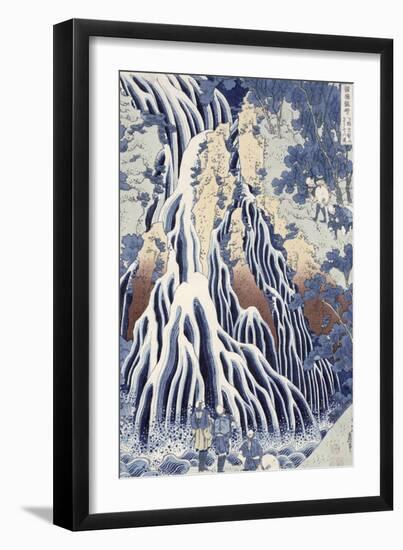 Kirifuri Fall on Kurokami Mount, from the Series 'shokoku Taki Meguri-Katsushika Hokusai-Framed Giclee Print