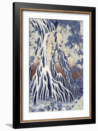 Kirifuri Fall on Kurokami Mount, from the Series 'shokoku Taki Meguri-Katsushika Hokusai-Framed Giclee Print