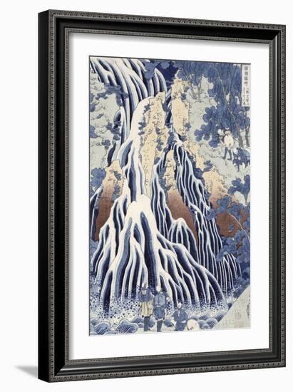 Kirifuri Fall on Kurokami Mount, from the Series 'shokoku Taki Meguri-Katsushika Hokusai-Framed Giclee Print