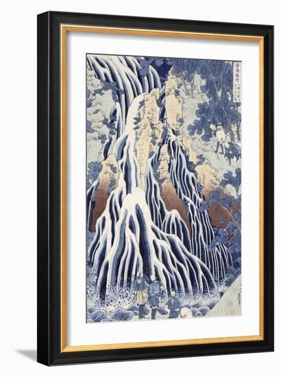 Kirifuri Fall on Kurokami Mount, from the Series 'shokoku Taki Meguri-Katsushika Hokusai-Framed Giclee Print