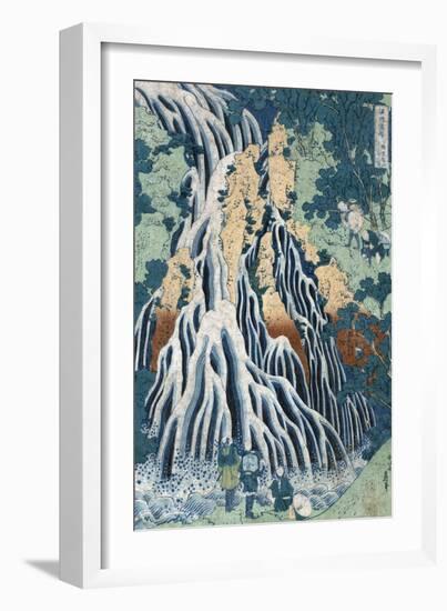 Kirifuri Falls at Mount Kurokami in Shimosuke, Japanese Wood-Cut Print-Lantern Press-Framed Art Print