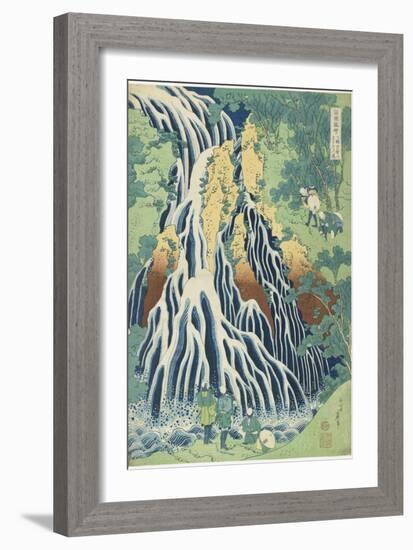 Kirifuri Falls Near Mount Kurokami in Shimotsuke Province, C. 1833-Katsushika Hokusai-Framed Giclee Print