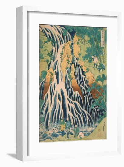 Kirifuri Waterfall at Kurokami Mountain in Shimotsuke-Katsushika Hokusai-Framed Premium Giclee Print