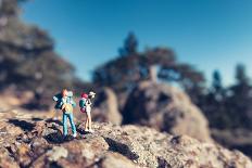 Miniature Hikers with Backpacks-Kirill_M-Photographic Print