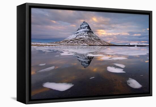 Kirkjufell Mountain at Dawn with Ice in Foreground, Snaefellsnes Peninsula, Iceland, January 2014-Ben Hall-Framed Premier Image Canvas