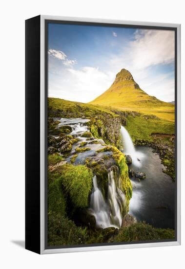 Kirkjufell Mountain, Snaefellsnes Peninsula, Iceland. Landscape with Waterfalls-Francesco Riccardo Iacomino-Framed Premier Image Canvas