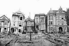 A House off its Foundation in a Gulley, Ca. 1910.-Kirn Vintage Stock-Photographic Print