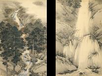 Waterfall in Spring and Autumn (Set of Two Hanging Scroll), 1893-Kishi Chikudo-Giclee Print
