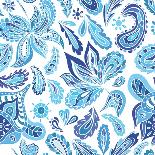 Blue Fresh Indian Vector Pattern-kisika-Art Print
