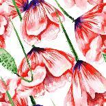 Poppy Watercolor Pattern-kisika-Framed Art Print