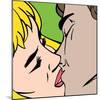 Kiss. Closeup. Illustration in Pop-Art Style, Raster Version.-pashabo-Mounted Art Print