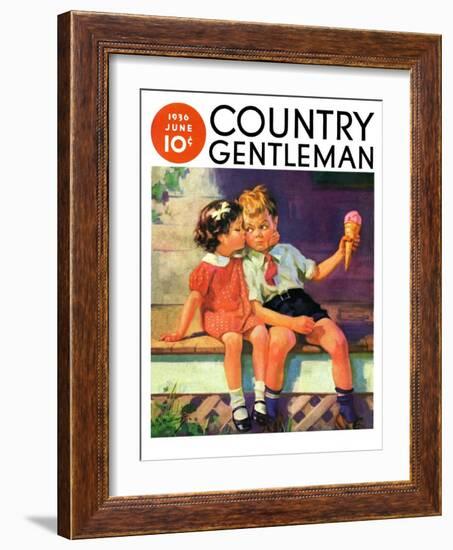 "Kiss for Ice Cream," Country Gentleman Cover, June 1, 1936-Henry Hintermeister-Framed Giclee Print