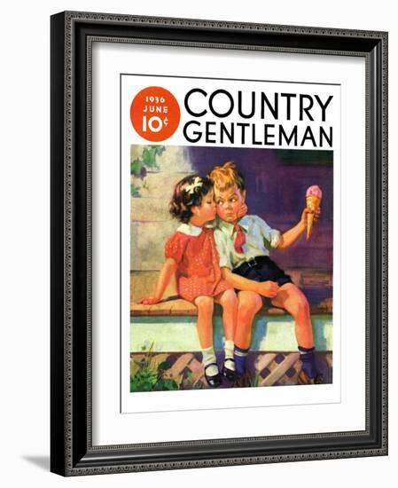 "Kiss for Ice Cream," Country Gentleman Cover, June 1, 1936-Henry Hintermeister-Framed Giclee Print