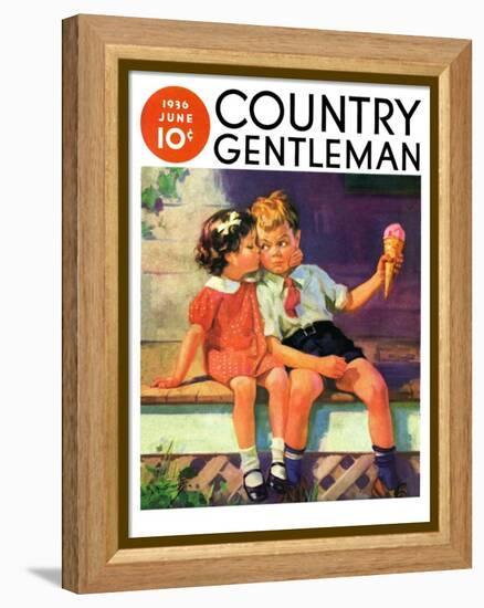 "Kiss for Ice Cream," Country Gentleman Cover, June 1, 1936-Henry Hintermeister-Framed Premier Image Canvas