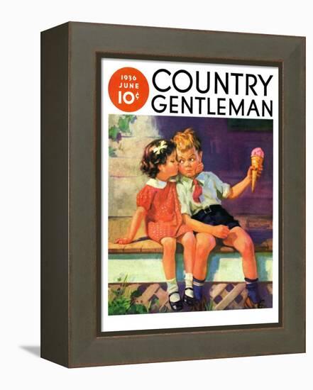 "Kiss for Ice Cream," Country Gentleman Cover, June 1, 1936-Henry Hintermeister-Framed Premier Image Canvas