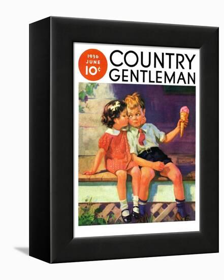"Kiss for Ice Cream," Country Gentleman Cover, June 1, 1936-Henry Hintermeister-Framed Premier Image Canvas
