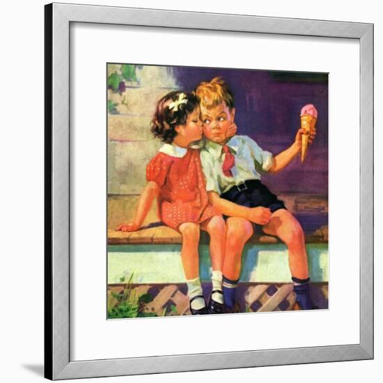 "Kiss for Ice Cream,"June 1, 1936-Henry Hintermeister-Framed Giclee Print