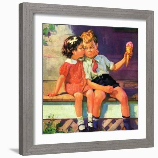 "Kiss for Ice Cream,"June 1, 1936-Henry Hintermeister-Framed Giclee Print