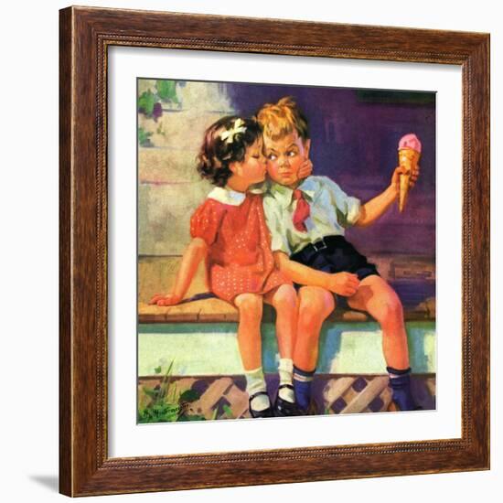 "Kiss for Ice Cream,"June 1, 1936-Henry Hintermeister-Framed Giclee Print