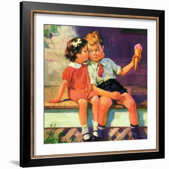 "Kiss for Ice Cream,"June 1, 1936-Henry Hintermeister-Framed Giclee Print