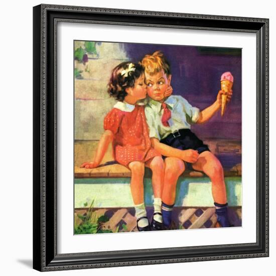 "Kiss for Ice Cream,"June 1, 1936-Henry Hintermeister-Framed Giclee Print