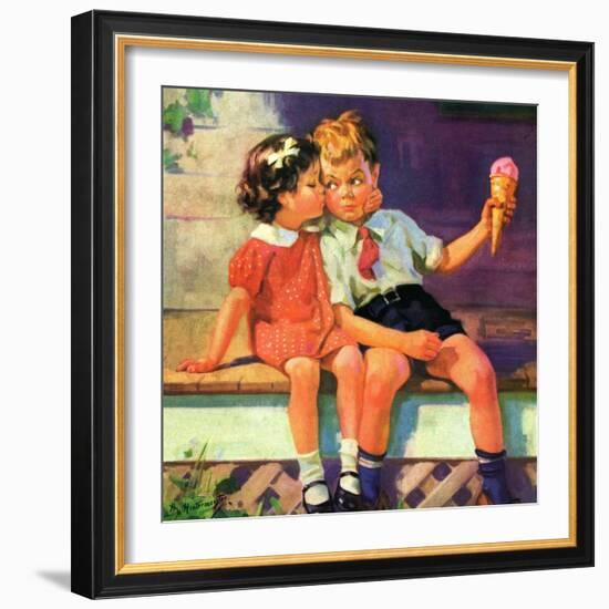 "Kiss for Ice Cream,"June 1, 1936-Henry Hintermeister-Framed Giclee Print