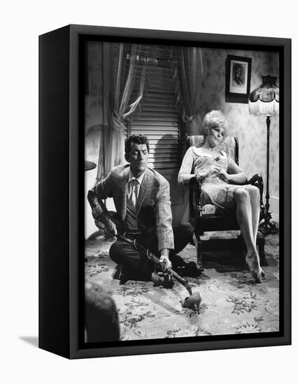 KISS ME STUPID, 1964 directed by BIILY WILDER Dean Martin and Kim Novak (b/w photo)-null-Framed Stretched Canvas