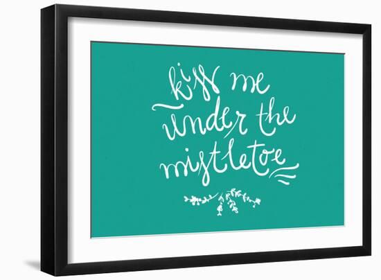 Kiss me under the mistletoe-Lantern Press-Framed Art Print