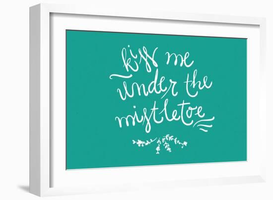 Kiss me under the mistletoe-Lantern Press-Framed Art Print