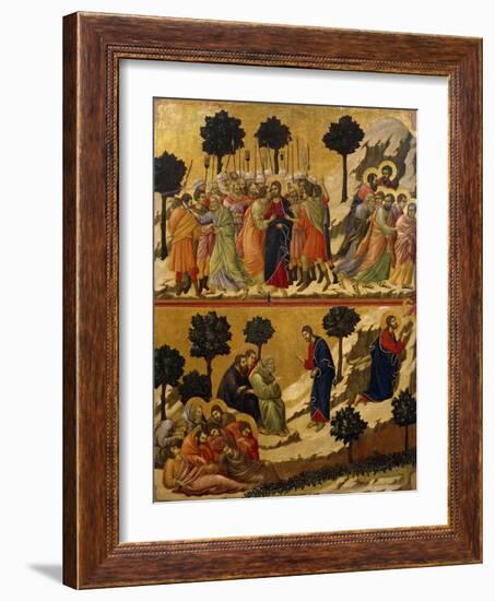 Kiss of Judas, and Prayer on Mount of Olives-Duccio Di buoninsegna-Framed Giclee Print