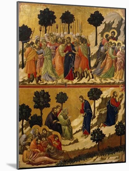 Kiss of Judas, and Prayer on Mount of Olives-Duccio Di buoninsegna-Mounted Giclee Print