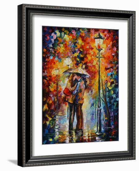 Kiss Under the Rain-Leonid Afremov-Framed Art Print