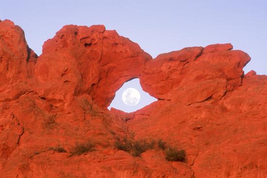 Kissing Camels Formation With Full Moon In Arch In Garden Of The Gods Park In Colorado Springs Colo Photographic Print Russell Burden Art Com