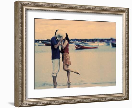 Kissing Couple at Playa de las Teresitas, Tenerife, Canary Islands, Spain-Michele Westmorland-Framed Photographic Print