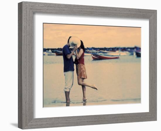 Kissing Couple at Playa de las Teresitas, Tenerife, Canary Islands, Spain-Michele Westmorland-Framed Photographic Print