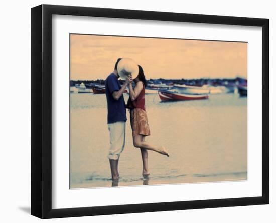 Kissing Couple at Playa de las Teresitas, Tenerife, Canary Islands, Spain-Michele Westmorland-Framed Photographic Print