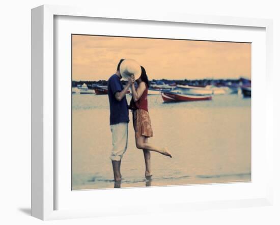 Kissing Couple at Playa de las Teresitas, Tenerife, Canary Islands, Spain-Michele Westmorland-Framed Photographic Print