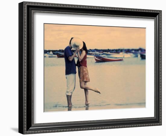 Kissing Couple at Playa de las Teresitas, Tenerife, Canary Islands, Spain-Michele Westmorland-Framed Photographic Print